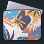 Colourful Abstract Summer Palm Tree Pattern Laptop Sleeve<br><div class="desc">Painted abstract colourful bright Summer palm tree pattern,  personalised laptop sleeve. Design features,  single template text line for your name in rectangular layered frame.</div>