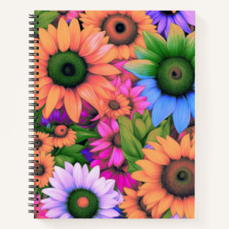 Colourful Abstract Sunflowers #2 - Spiral Notebook
