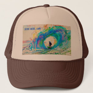 Colourful Abstract Surfer in the Barrel Wave Trucker Hat