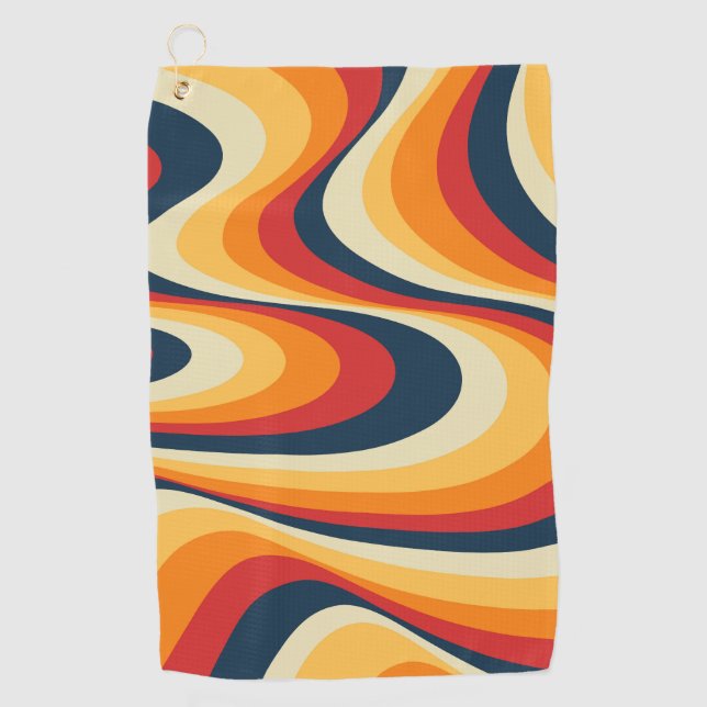 Colourful abstract swirl design golf towel (Front)