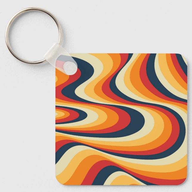 Colourful abstract swirl design key ring (Front)