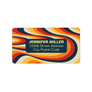 Colourful abstract swirl design label