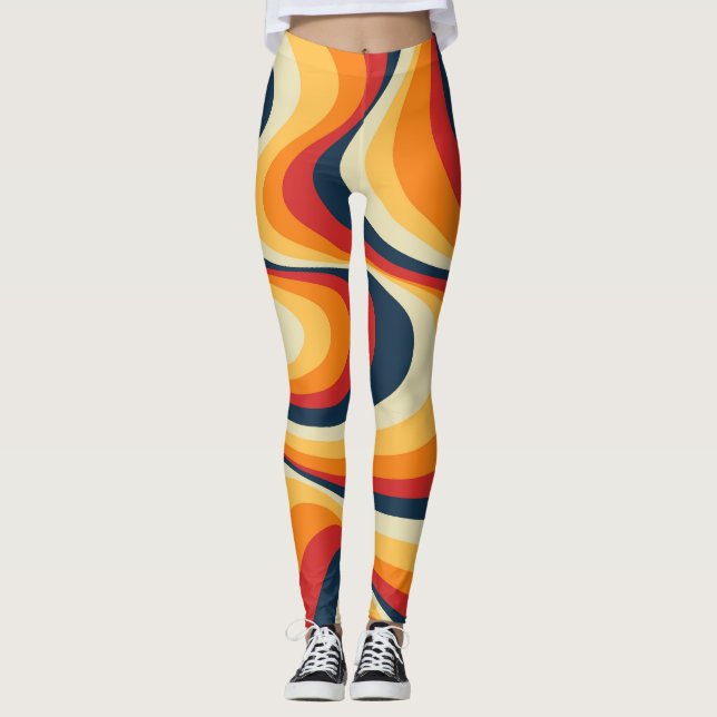 Colourful abstract swirl design leggings (Front)
