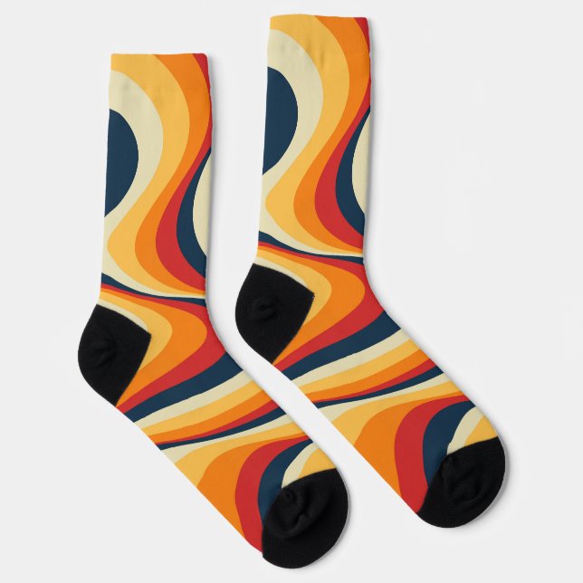 Colourful abstract swirl design socks (Right)