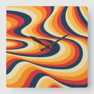 Colourful abstract swirl design square wall clock
