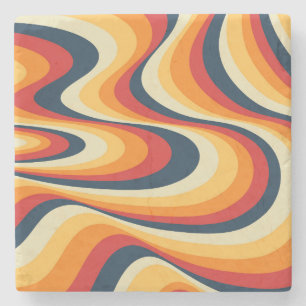 Colourful abstract swirl design stone coaster