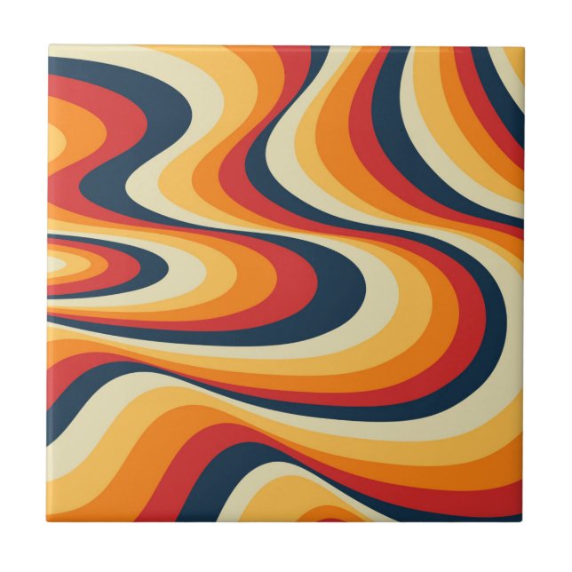 Colourful abstract swirl design tile (Front)