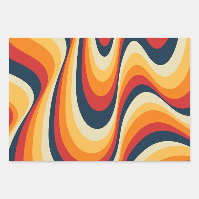 Colourful abstract swirl design wrapping paper sheet (Front)