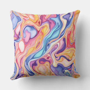 Colourful Abstract Swirl Fluid Pattern  Cushion