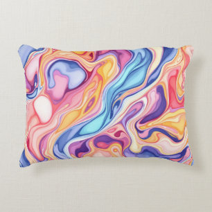 Colourful Abstract Swirl Fluid Pattern  Decorative Cushion