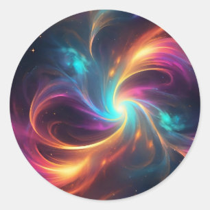 Colourful Abstract Swirl Galaxy Classic Round Sticker
