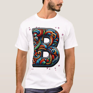 Colourful Abstract Swirl Letter "B" T-Shirt