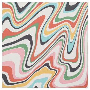 Colourful Abstract Swirl Retro Pattern Fabric