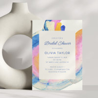 Colourful Abstract Swirl Watercolor Bridal Shower