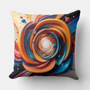 Colourful Abstract Swirling Design Cushion