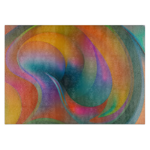 Colourful Abstract Swirls Orange Blue Green Pink Cutting Board