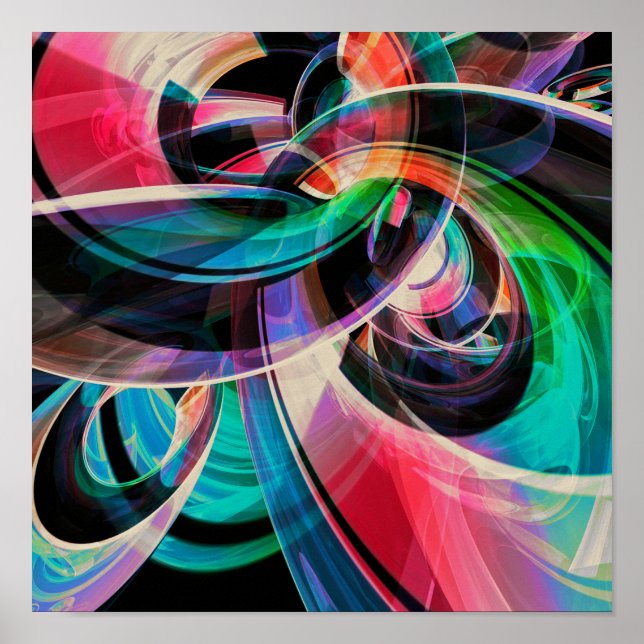 Colourful Abstract Swirls Poster (Front)