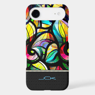 Colourful Abstract Swirls Stained Glass Look