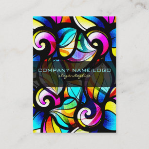 Colourful Abstract Swirls-Stained Glass Look Business Card
