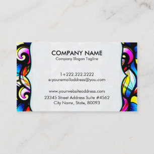 Colourful Abstract Swirls Stained Glass Template 2 Business Card