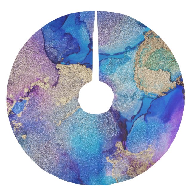 Colourful Abstract: Textured Oil Painting. Brushed Polyester Tree Skirt (Front)