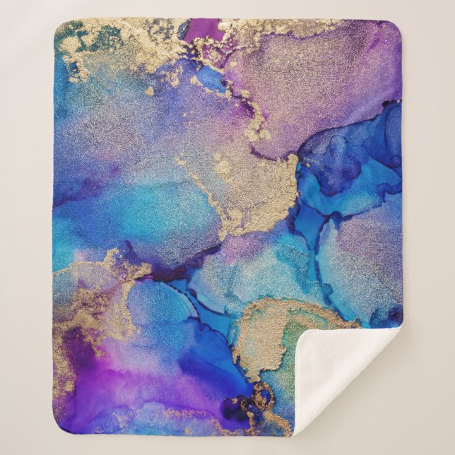 Colourful Abstract: Textured Oil Painting. Sherpa Blanket (Front)