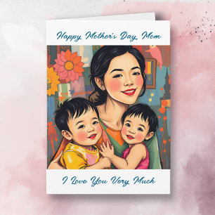 Colourful Abstract Thank You Mum   Mother's Day Card