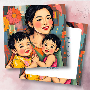 Colourful Abstract Thank You Mum   Mother's Day Card