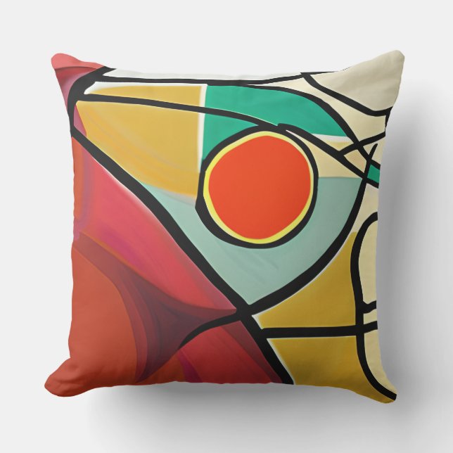 Colourful Abstract Throw Pillow (Front)