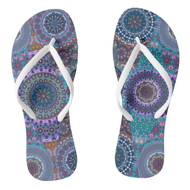 Colourful abstract tile pattern design jandals (Footbed)