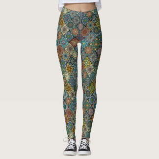 Colourful abstract tile pattern design leggings