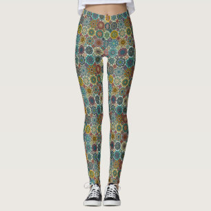Colourful abstract tile pattern design leggings