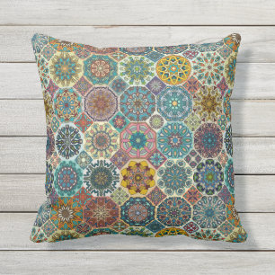 Colourful abstract tile pattern design outdoor cushion