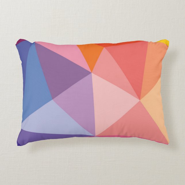 Colourful Abstract Triangle Pattern Decorative Cushion (Front)