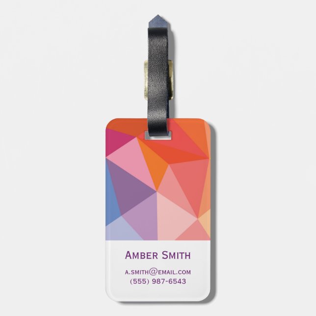 Colourful Abstract Triangle Pattern Luggage Tag (Back Vertical)