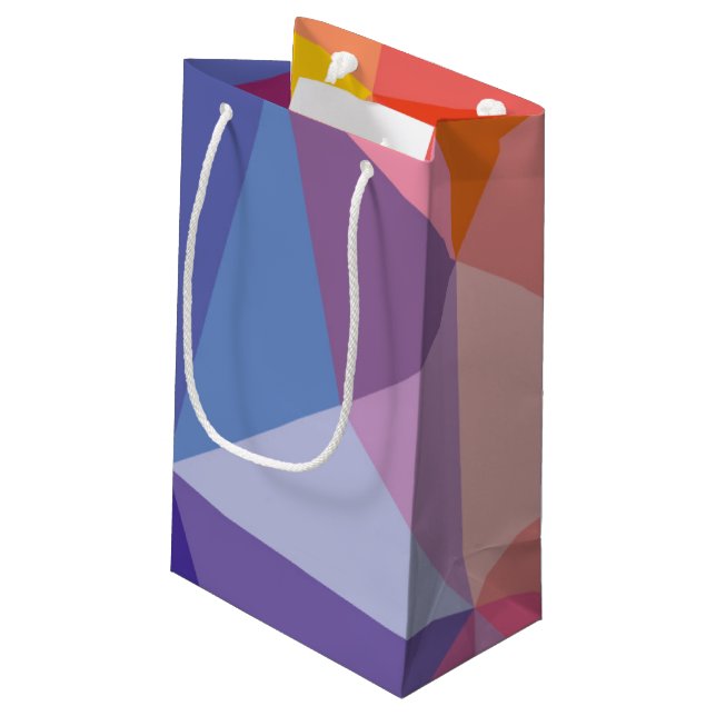 Colourful Abstract Triangle Pattern Small Gift Bag (Back Angled)
