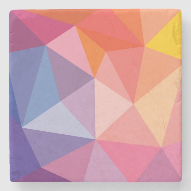 Colourful Abstract Triangle Pattern Stone Coaster (Front)