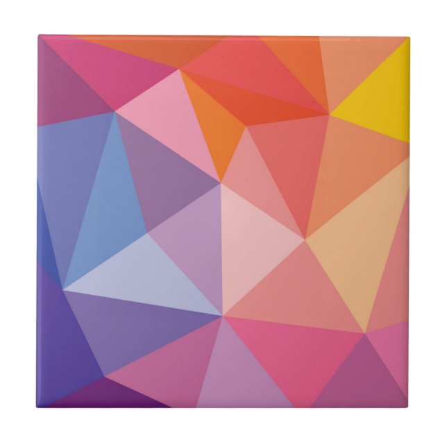 Colourful Abstract Triangle Pattern Tile (Front)