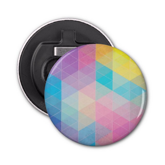Colourful abstract triangles background bottle opener (Front)