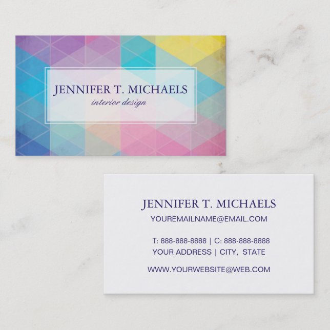 Colourful abstract triangles background business card (Front/Back)