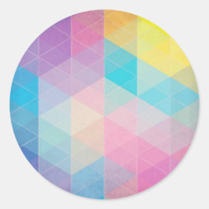 Colourful abstract triangles background classic round sticker