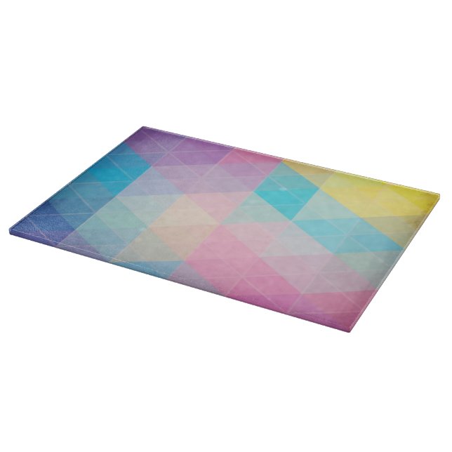 Colourful abstract triangles background cutting board (Corner)