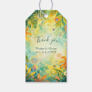 colourful abstract Tropical Hawaii palms Wedding Gift Tags
