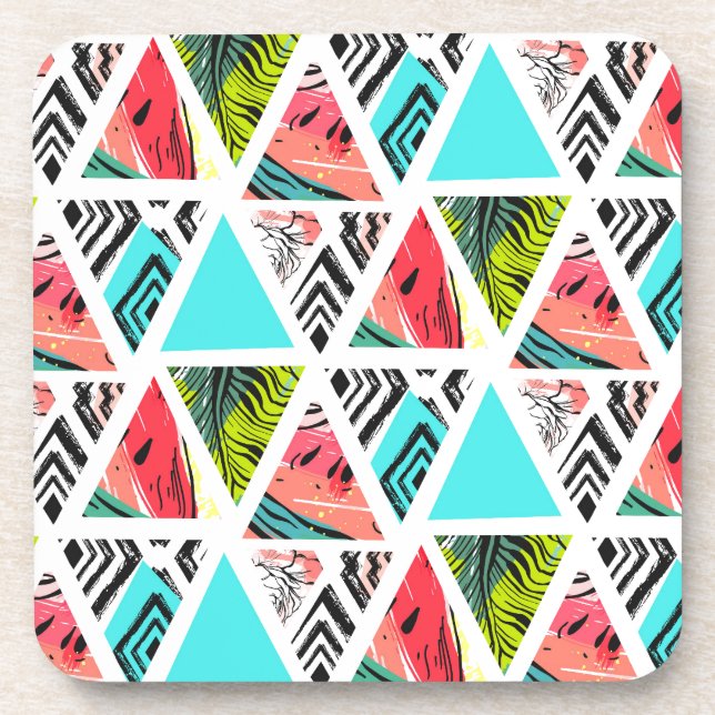 Colourful Abstract Tropical Pattern Coaster (Front)