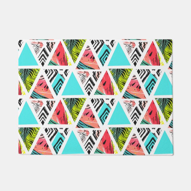 Colourful Abstract Tropical Pattern Doormat (Front)