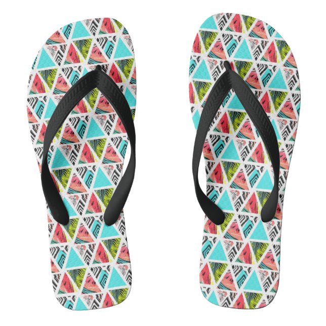 Colourful Abstract Tropical Pattern Jandals (Footbed)
