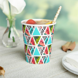 Colourful Abstract Tropical Pattern Paper Cups