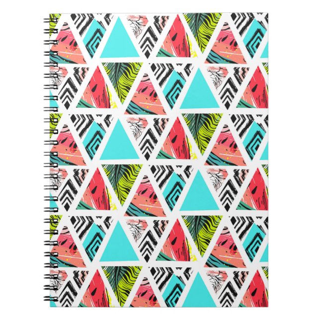 Colourful Abstract Tropical Pattern Spiral Notebook (Front)