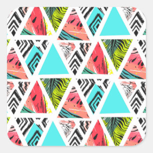 Colourful Abstract Tropical Pattern Square Sticker