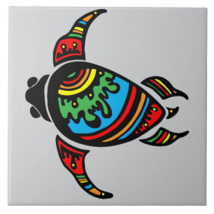 Colourful abstract Turtle Tile